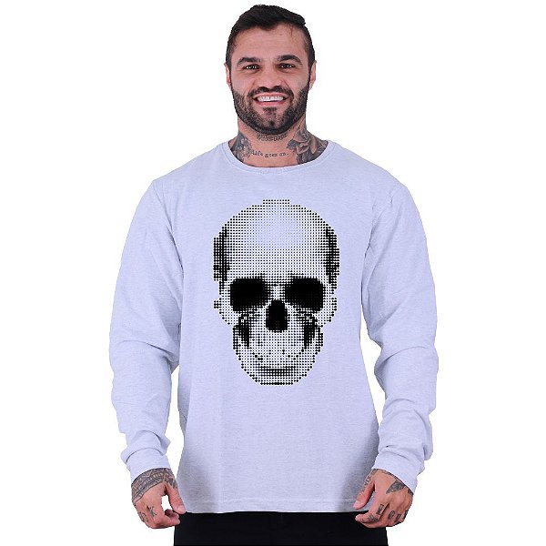 Blusa Moletom Basic Masculina MXD Conceito Sem Touca Crânio Pontilhado