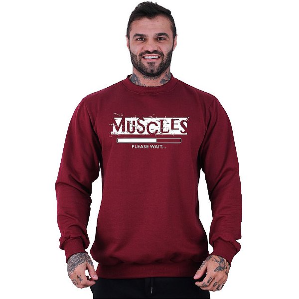 Blusa Moletom Basic Masculina MXD Conceito Sem Touca Muscles Please Wait