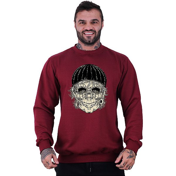 Blusa Moletom Basic Masculina MXD Conceito Sem Touca Old Skull