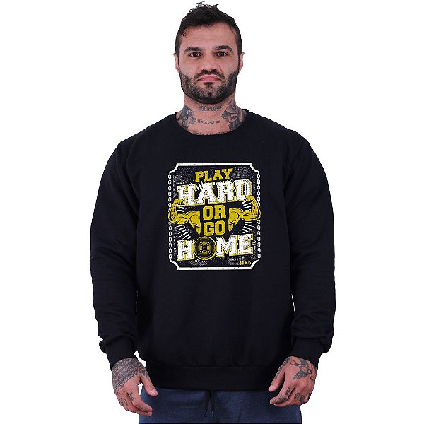 Blusa Moletom Basic Masculina MXD Conceito Sem Touca Play Hard Or Go Home
