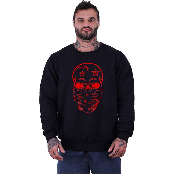 Blusa Moletom Basic Masculina MXD Conceito Sem Touca Red Skull