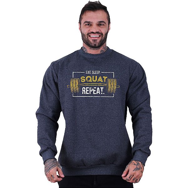 Blusa Moletom Basic Masculina MXD Conceito Sem Touca Squat And Repeat
