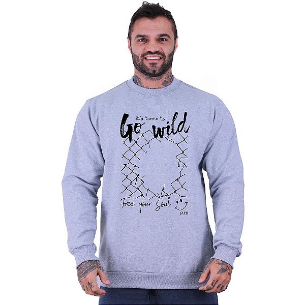 Blusa Moletom Basic Masculina MXD Conceito Sem Touca Time To Go Wild