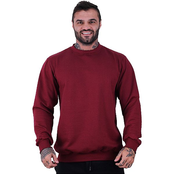 Blusa Moletom Basic Masculina MXD Conceito Sem Touca Bordô