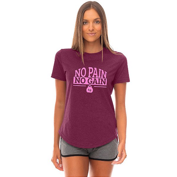 Camiseta Longline Feminina MXD Conceito No Pain No Gain