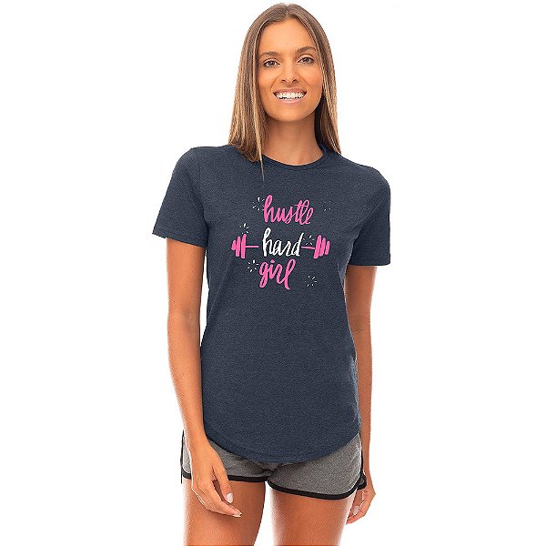 Camiseta Longline Feminina MXD Conceito Hustle Hard Girl