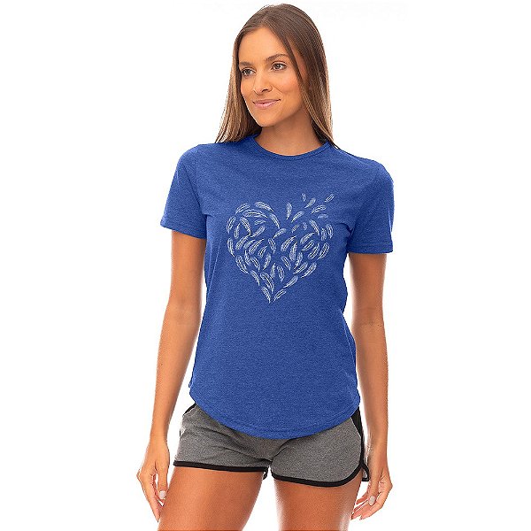 Camiseta Longline Feminina MXD Conceito Coração De Penas