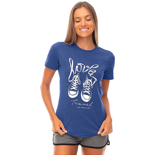 Camiseta Longline Feminina MXD Conceito Love Travel so Much Amo Muito Viajar