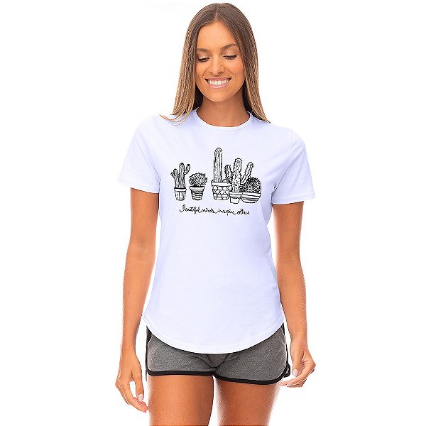 Camiseta Longline Feminina MXD Conceito Beautiful Minds Inspire Others mentes bonitas inspiram outras pessoas