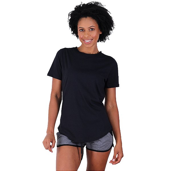 Camiseta Longline Feminina MXD Conceito Preto Básico