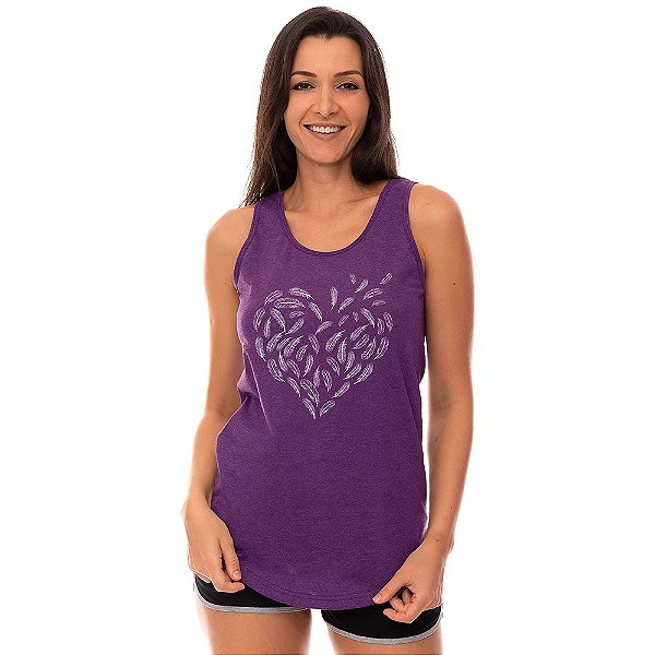 Regata Longline Feminina MXD Conceito Coração de Penas