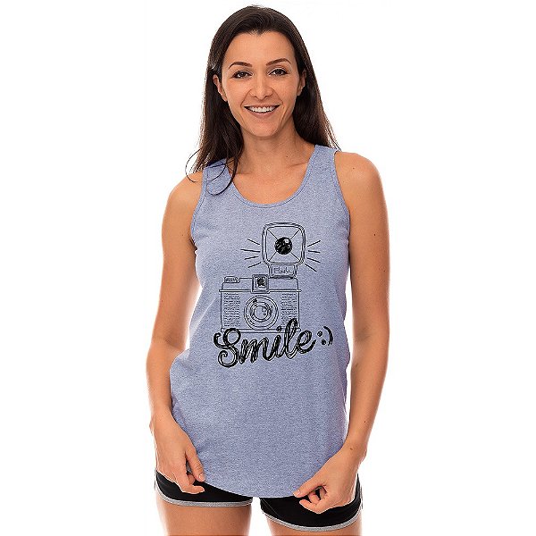 Regata Longline Feminina MXD Conceito Camera Smile