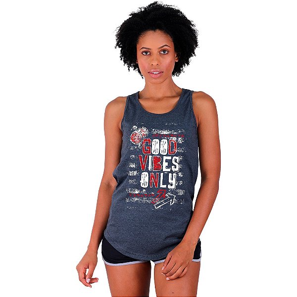 Regata Longline Feminina MXD Conceito Good Vibes Only Apenas Boas Vibrações