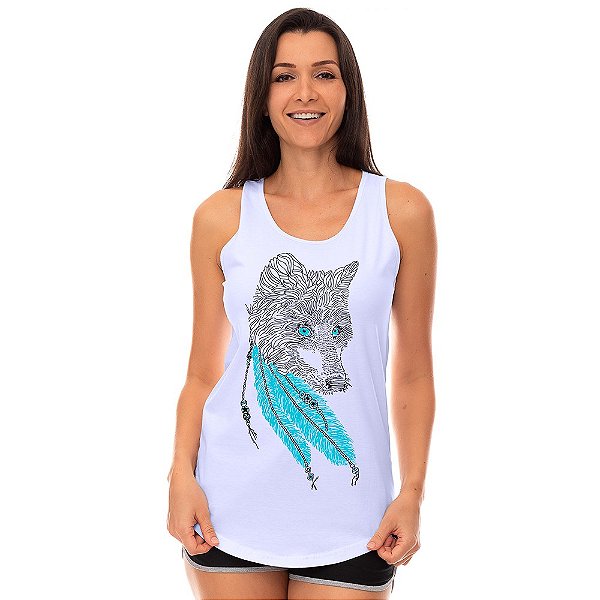 Regata Longline Feminina MXD Conceito Lobo De Olhos Azuis