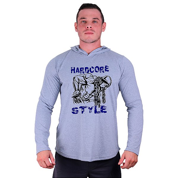 Camiseta Manga Longa Longline Com Touca MXD Conceito Hardcore Style