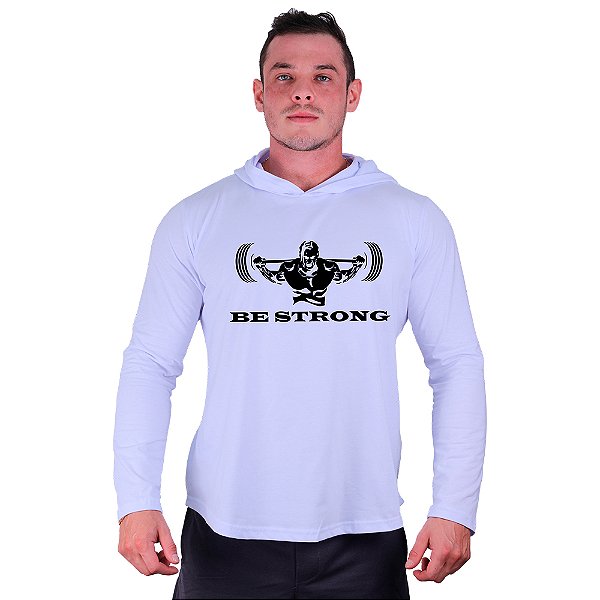 Camiseta Manga Longa Longline Com Touca MXD Conceito Be Strong