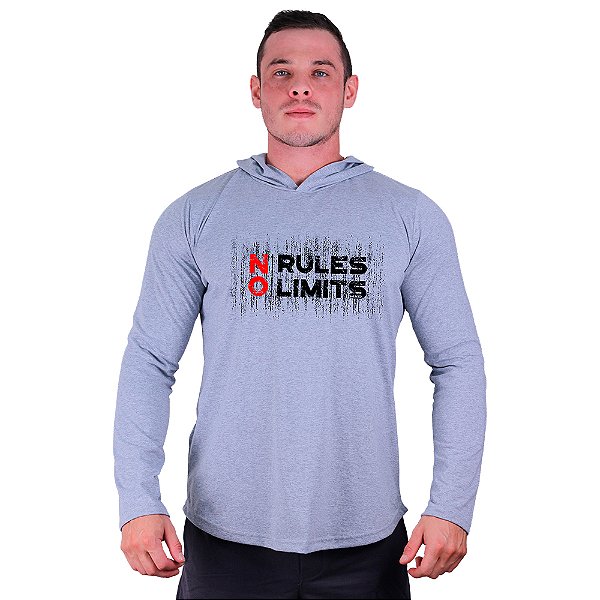 Camiseta Manga Longa Longline Com Touca MXD Conceito No Rules No Limits