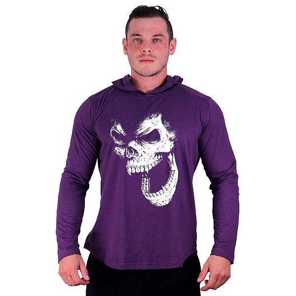 Camiseta Manga Longa Longline Com Touca MXD Conceito Skull Monkey