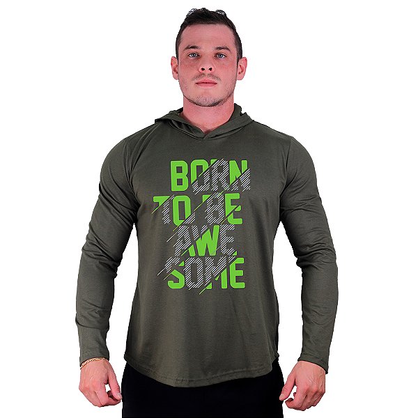 Camiseta Manga Longa Longline Com Touca MXD Conceito The Born To Be Awesome
