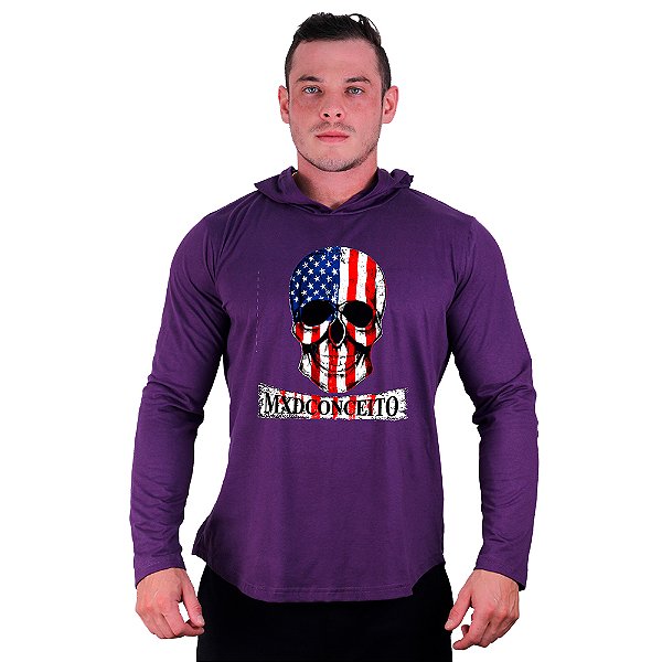 Camiseta Manga Longa Longline Com Touca MXD Conceito MXD Amaricana