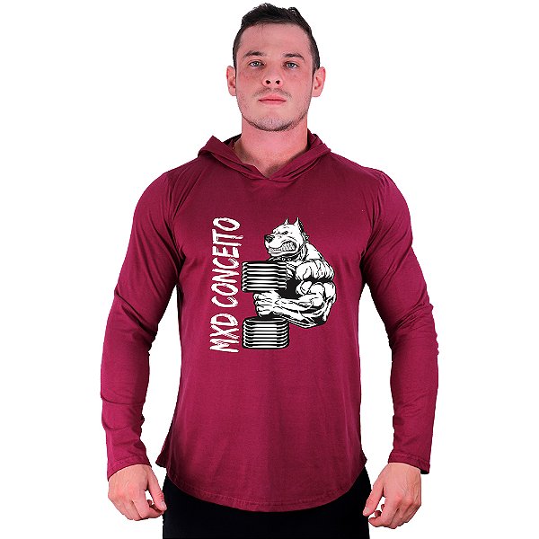 Camiseta Manga Longa Longline Com Touca MXD Conceito Pitbull MXD