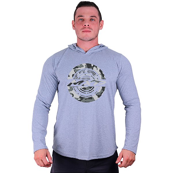 Camiseta Manga Longa Longline Com Touca MXD Conceito MXD Camuflado
