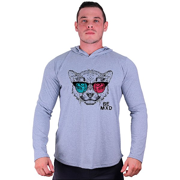 Camiseta Manga Longa Longline Com Touca MXD Conceito Cheetah