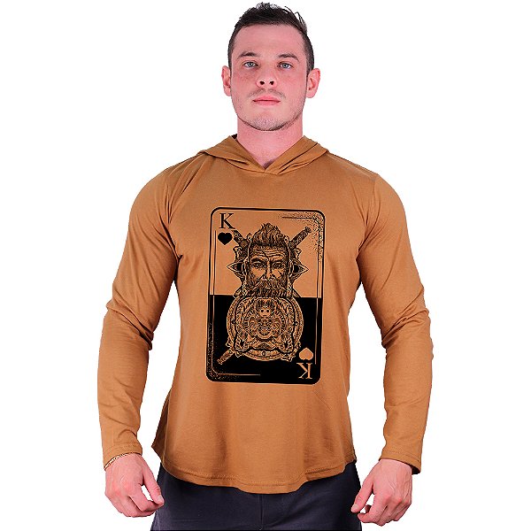 Camiseta Manga Longa Longline Com Touca MXD Conceito Card King