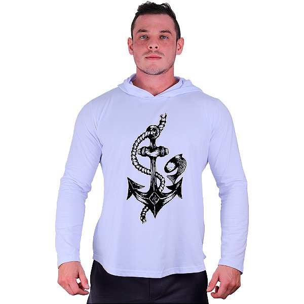 Camiseta Manga Longa Longline Com Touca MXD Conceito Âncora