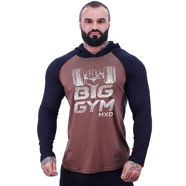 Camiseta Manga Longa Longline Com Touca MXD Conceito Big Gym Halter