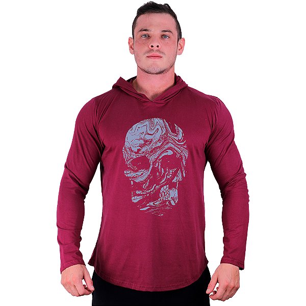 Camiseta Manga Longa Longline Com Touca MXD Conceito Cavera Liquida
