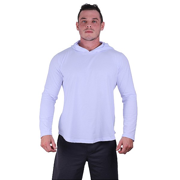 Camiseta Manga Longa Longline Com Touca MXD Conceito Branco