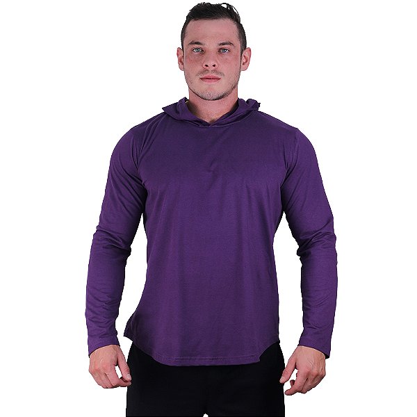 Camiseta Manga Longa Longline Com Touca MXD Conceito Roxo