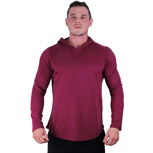Camiseta Manga Longa Longline Com Touca MXD Conceito Bordô