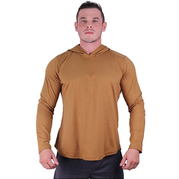 Camiseta Manga Longa Longline Com Touca MXD Conceito Caramelo