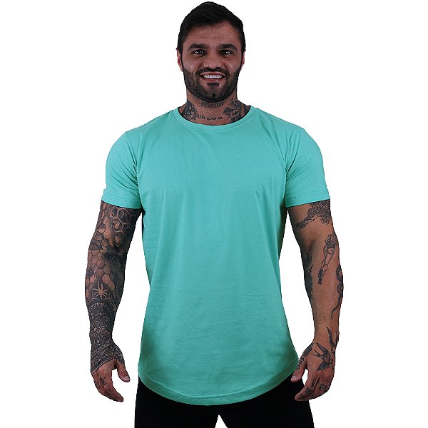 Camiseta Longline Masculina MXD Conceito Azul Esverdeado