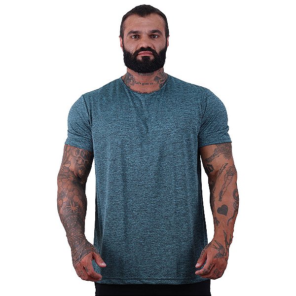 Camiseta Tradicional MXD Conceito Dry Fit 100% Poliéster Rajado Furadinho Azul Turquesa
