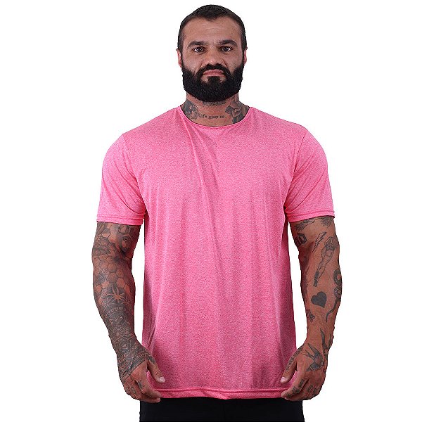 Camiseta Tradicional MXD Conceito Dry Fit 100% Poliéster Rajado Claro Rosa