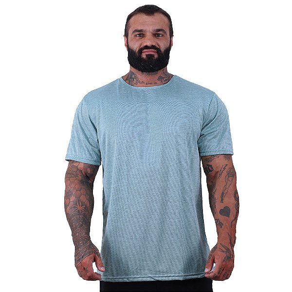 Camiseta Tradicional MXD Conceito Dry Fit 100% Poliéster Rajado Listadrinho Verde Bebê