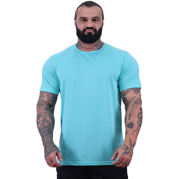 Camiseta Tradicional MXD Conceito Dry Fit 100% Poliéster Furadinho Azul Claro