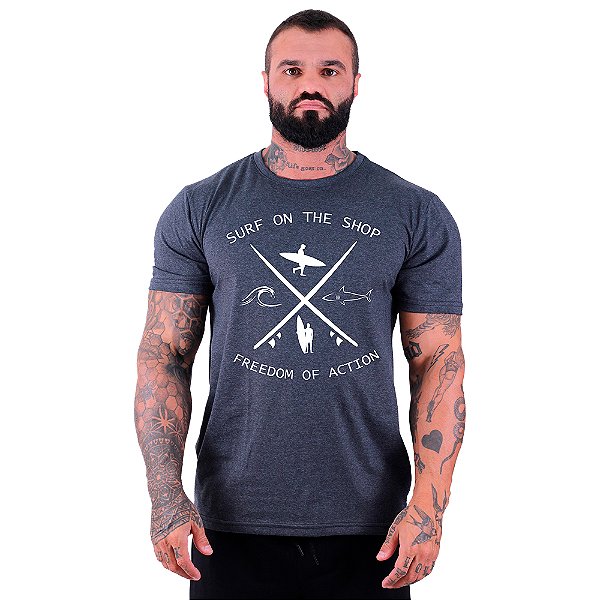 Camiseta Tradicional Masculina Manga Curta MXD Conceito SURF Surf On The Shop Freedom Of Action