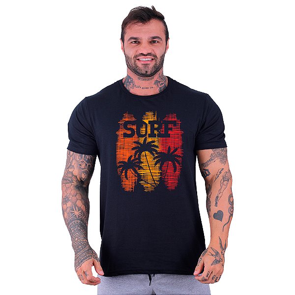 Camiseta Tradicional Masculina Manga Curta SURF MXD Conceito Três Pranchas