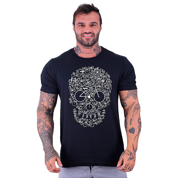 Camiseta Tradicional Masculina Manga Curta MXD Conceito MTB Caveira Bike