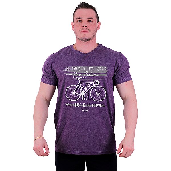 Camiseta Tradicional Masculina Manga Curta MXD Conceito MTB In Order To Keep Your Balance You Must Keep Moving