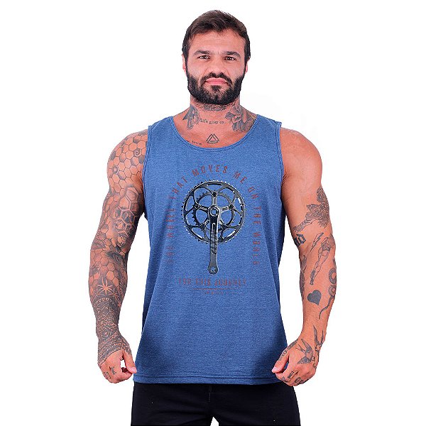 Regata Clássica Estampado Masculina MXD Conceito MTB The Wheel That Moves Me On The World