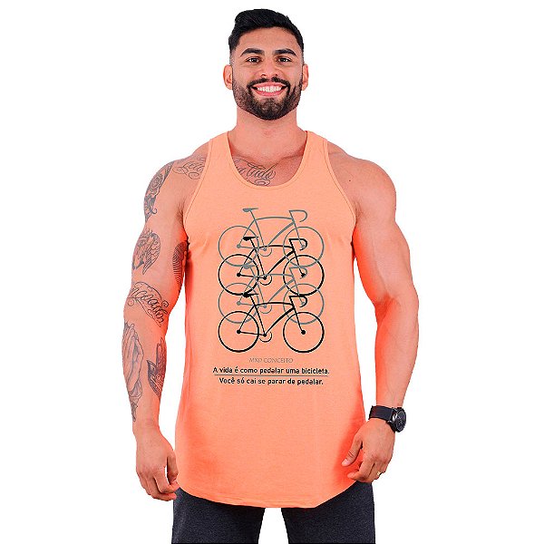 Regata Longline Masculina MTB MXD Conceito A Vida É Como Andar De Bicicleta Você Só Cai Se Parar de Pedalar