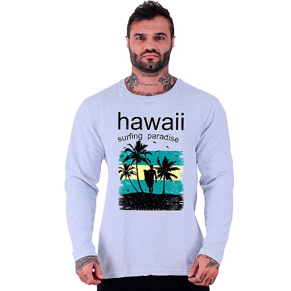 Camiseta Manga Longa Moletinho MXD Conceito SURF Hawaii Surfing paradise