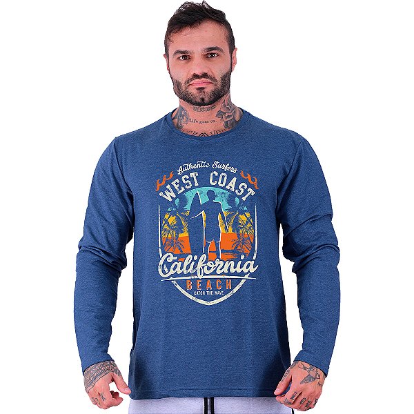 Camiseta Manga Longa Moletinho MXD Conceito SURF West Costa Califórnia Beach