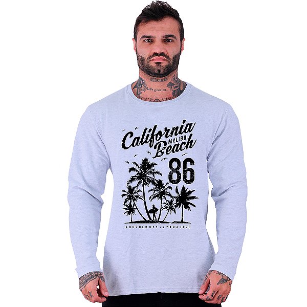 Camiseta Manga Longa Moletinho MXD Conceito SURF California Malibu Beach Another Cay In Paradise