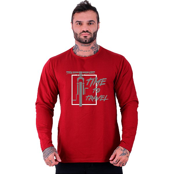Camiseta Manga Longa Moletinho MXD Conceito MTB Time To Travel